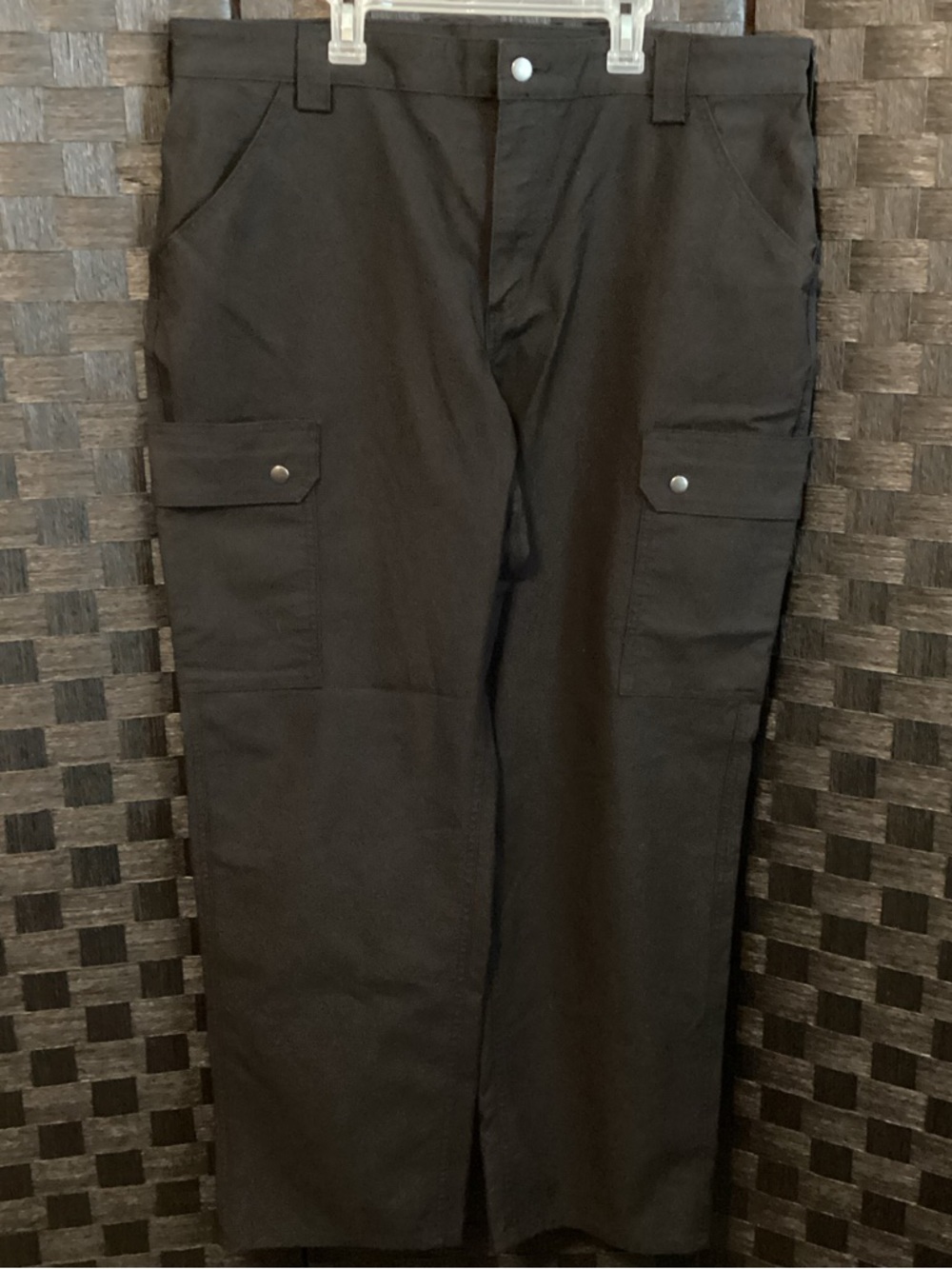 40 Grit Duluth Trading Mens Black Cargo Pants Standard Fit Size 38x32 Flex Twill
